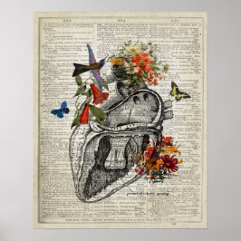 Anatomisches Wörterbuch Kunst Herz und Blume Poster