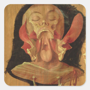 Anatomisches zeichn des Kopfes Quadratischer Aufkleber