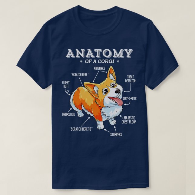 Anatomy Corgi Dog T-Shirt (Design vorne)