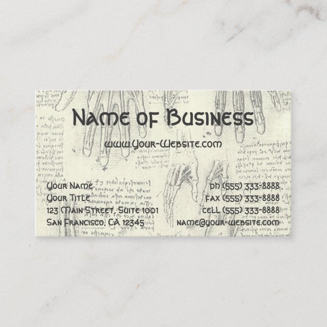 Anatomy Human Larynx und Leg von Leonardo da Vinci Visitenkarte (Vorderseite)