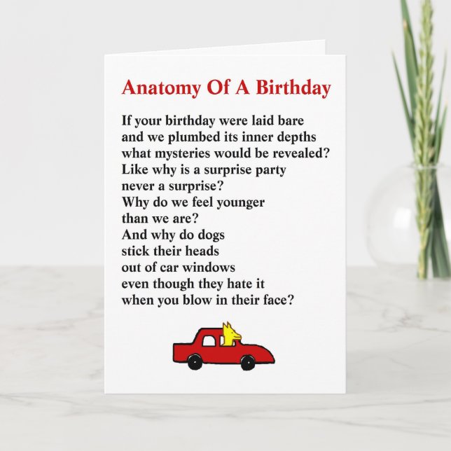 Anatomy of a Birthday - a quirky birthday poem Karte (Vorderseite)