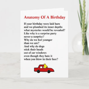 Anatomy of a Birthday - a quirky birthday poem Karte