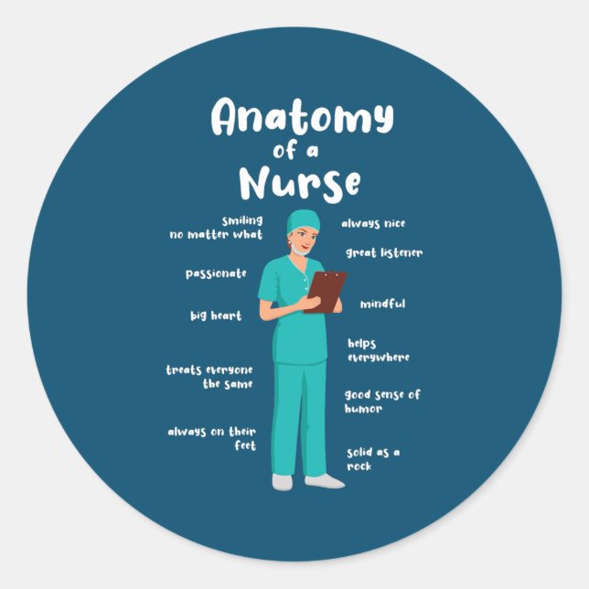Anatomy Of A Caregiver Funny Geriatric Nurse  Runder Aufkleber (Vorderseite)