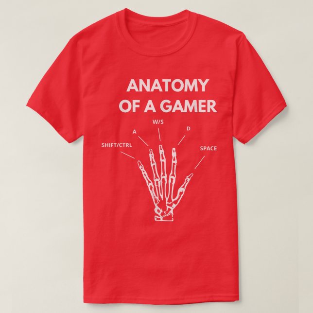 Anatomy of a Gamer Hand Skeleton  T-Shirt (Design vorne)