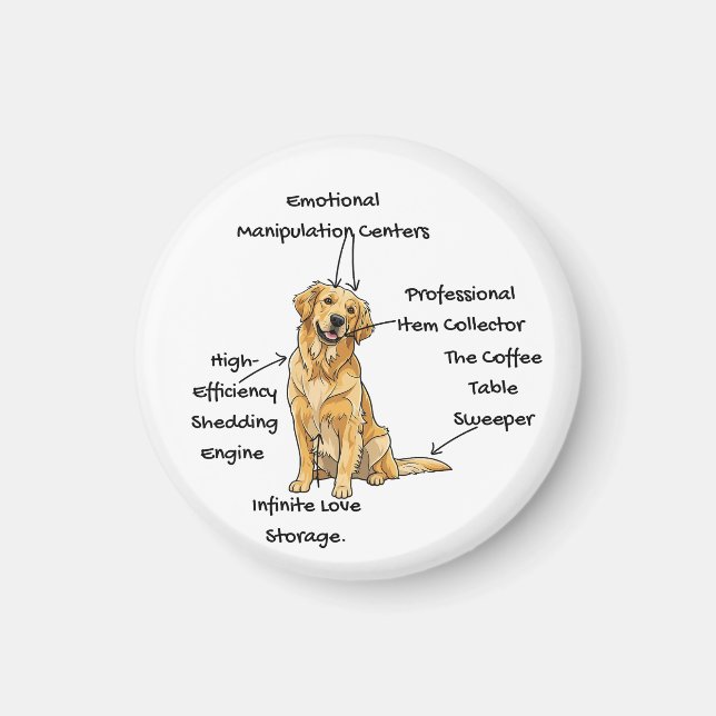 Anatomy of a Golden Retriever - Funny Dog Mom/Dad  Magnet (Vorne)