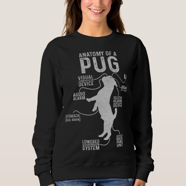 Anatomy Of A Pug  Pug  Mama Graphic Sweatshirt (Vorderseite)