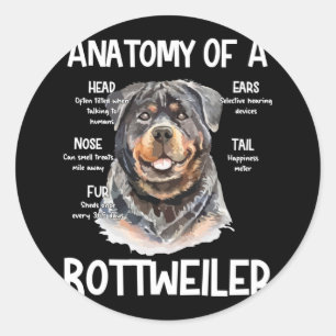 Anatomy Of A Rottweiler For Dog Lovers Runder Aufkleber