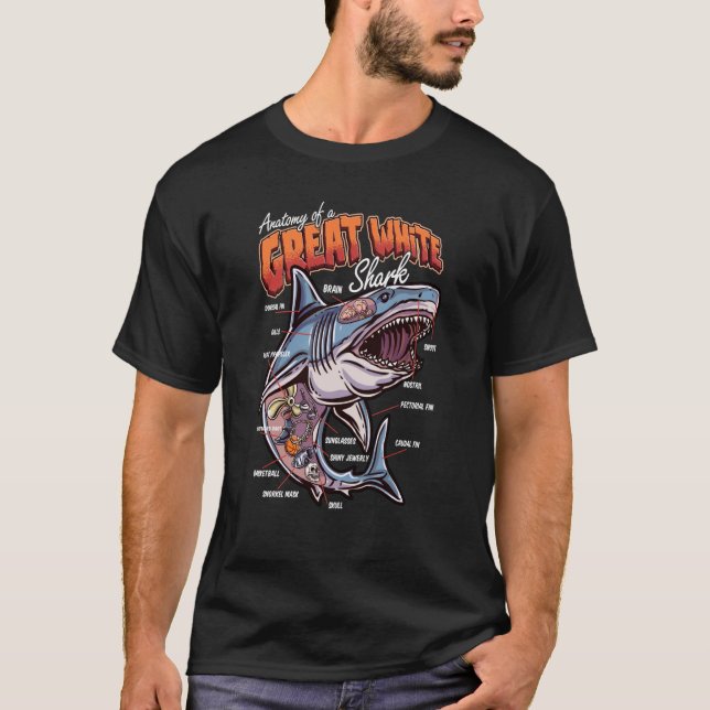 Anatomy of a White Shark Fish Shark Educational T-Shirt (Vorderseite)