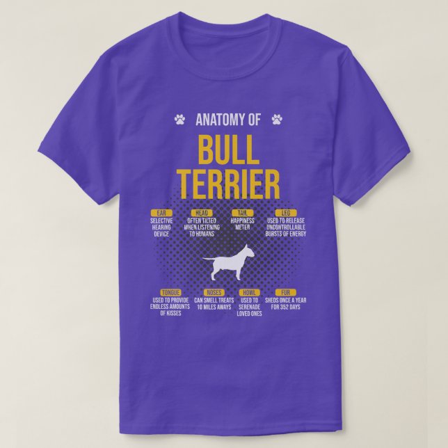 Anatomy Of Bull Terrier Dog Lover  T-Shirt (Design vorne)