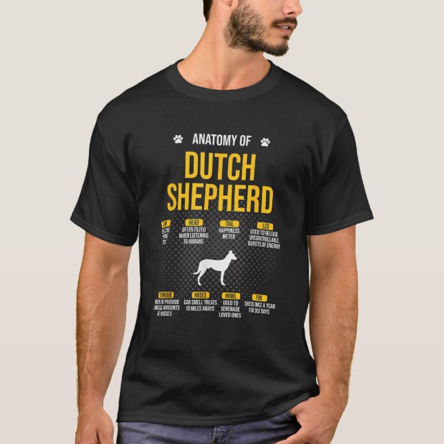Anatomy Of Dutch Shepherd Dog Lover  for Men Women T-Shirt (Vorderseite)