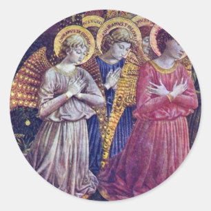 Anbeter-Engel durch Gozzoli Benozzo Runder Aufkleber
