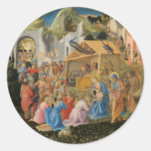 Anbetung der Heiligen Drei Könige von Fra Angelico Runder Aufkleber