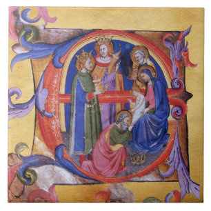 ANBETUNG DER MAGI NATIVITÄT WEIHNACHTEN PERGAMENT FLIESE