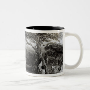 Anbetung des Sun, graviert von R. Ehnshelwood Zweifarbige Tasse