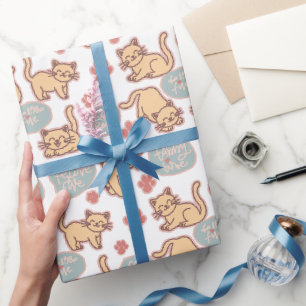 Anbetungswertes Kätzchen Katzenliebhaber Wiederhol Geschenkpapier