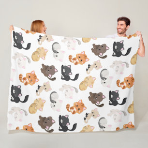 Anbetungswürdige Kätzchen-Katzen-Druck Fleecedecke