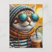 Anbetungswürdige Katze mit einem Eiskaffee