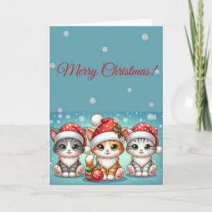 Anbetungswürdige Kawaii-Kätzchen in Weihnachtsmann Karte