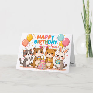 Anbetungswürdige Kawaii-Tiere Alles Gute zum Gebur Karte