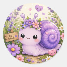 Anbetungswürdige lila Schnecke Floral Kawaii Aufkl