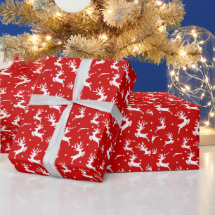 Anbetungswürdige Rentiere Rotes Geschenkpapier