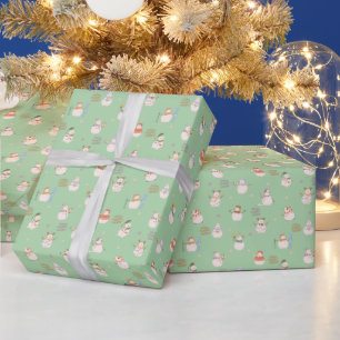 Anbetungswürdige Schneemänner Muster   Gemütliche  Geschenkpapier