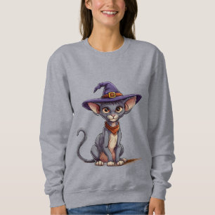 Anbetungswürdige Sphynx-Katze in Hexenhut Sweatshirt