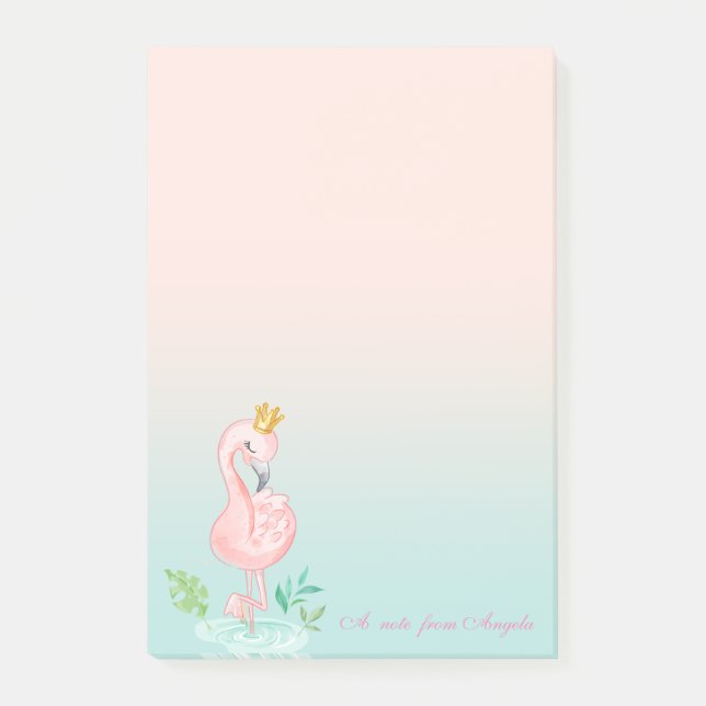 Anbetungswürdige süße rosa Flamingo-Krone Post-it Klebezettel (Vorderseite)