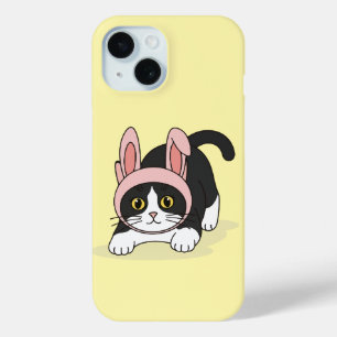Anbetungswürdige Tuxedo-Katze in rosa Hasenmütze Ä Case-Mate iPhone Hülle