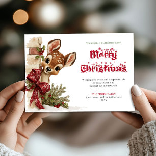 Anbetungswürdige Weihnachtsgrüße lustiges Rentier, Feiertagskarte