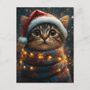 Anbetungswürdige Weihnachtskatze Postkarte
