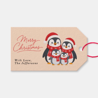 Anbetungswürdige Winter-Pinguin-Familie Weihnachte Geschenkanhänger