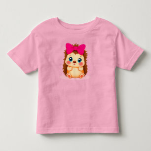 Anbetungswürdiger Cartoon-Igel mit rosa Schleife Kleinkind T-shirt