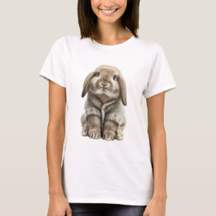 Anbetungswürdiger flauschiger Hase in kuscheligem  T-Shirt