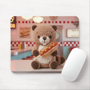 Anbetungswürdiger gehäkeltet Biber in Diner-Glas H Mousepad