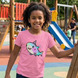 Anbetungswürdiger Kawaii-Babyhai mit Regenbogen-Pa T-Shirt