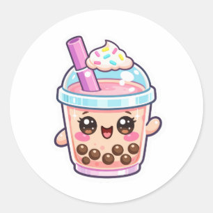 Anbetungswürdiger Kawaii-Boba-Tee-Charakter-Aufkle Runder Aufkleber