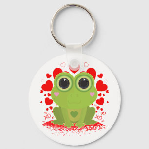 Anbetungswürdiger Kawaii-Frosch mit Herzen Süßes L Schlüsselanhänger