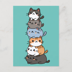Anbetungswürdiger Kawaii-Stapel Von Kätzchen Postkarte
