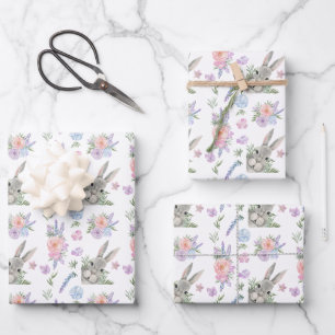 Anbetungswürdiger Osterhase Frühling Pastell Blume Geschenkpapier Set