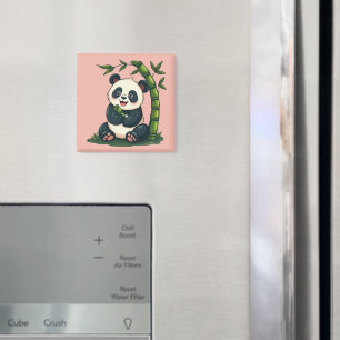 Anbetungswürdiger Panda umarmt Bambus süße Cartoon Magnet