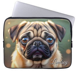 Anbetungswürdiger Pug Nahaufnahme | Süßer Hund Per Laptopschutzhülle