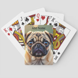 Anbetungswürdiger Pug Nahaufnahme | Süßer Hund Per Spielkarten