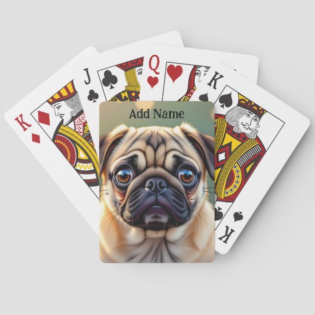 Anbetungswürdiger Pug Nahaufnahme | Süßer Hund Per Spielkarten (Rückseite)