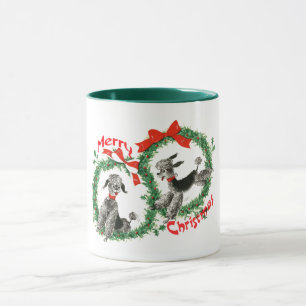 Anbetungswürdiger Retro-Weihnachts-Pudel-Kranz ind Tasse