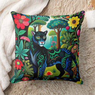 Anbetungswürdiger schwarzer Panther Großkatze Kissen