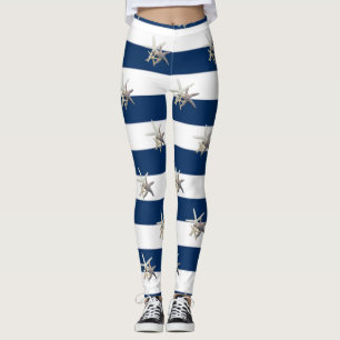 Anbetungswürdiger Seestern, marineblaue Streifen Leggings