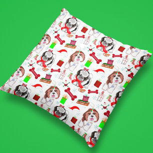 Anbetungswürdiger Shih Tzu Weihnachts nahtloses Mu Kissen