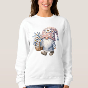 Anbetungswürdiger süßer Gnom mit Gänseblümchen für Sweatshirt