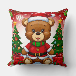 Anbetungswürdiger Teddybär im Santa-Anzug Kissen